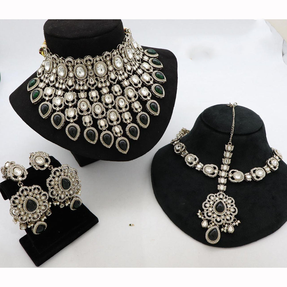 India Art Royal Kundan Stone And Pearl Semi Bridal Necklace set