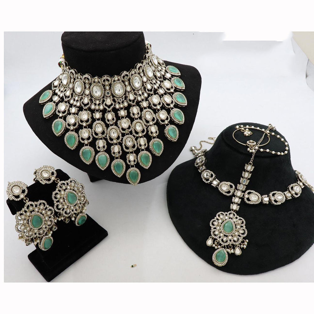 India Art Royal Kundan Stone And Pearl Semi Bridal Necklace set