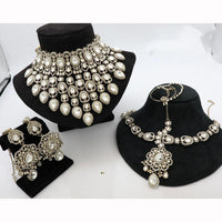 India Art Royal Kundan Stone And Pearl Semi Bridal Necklace set