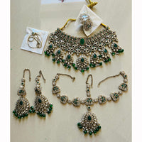 India Art Royal Kundan Stone And Pearl Semi Bridal Necklace set