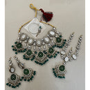 India Art Royal  Pearl Kundan Stone Pearl And Beads Semi Bridal Necklace Set