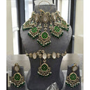 India Art Royal  Pearl Kundan Stone Pearl And Beads Semi Bridal Necklace Set