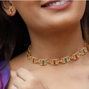 India Art Regal Lotus-Inspired Pota Stone Necklace Set