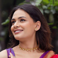 India Art Regal Lotus-Inspired Pota Stone Necklace Set