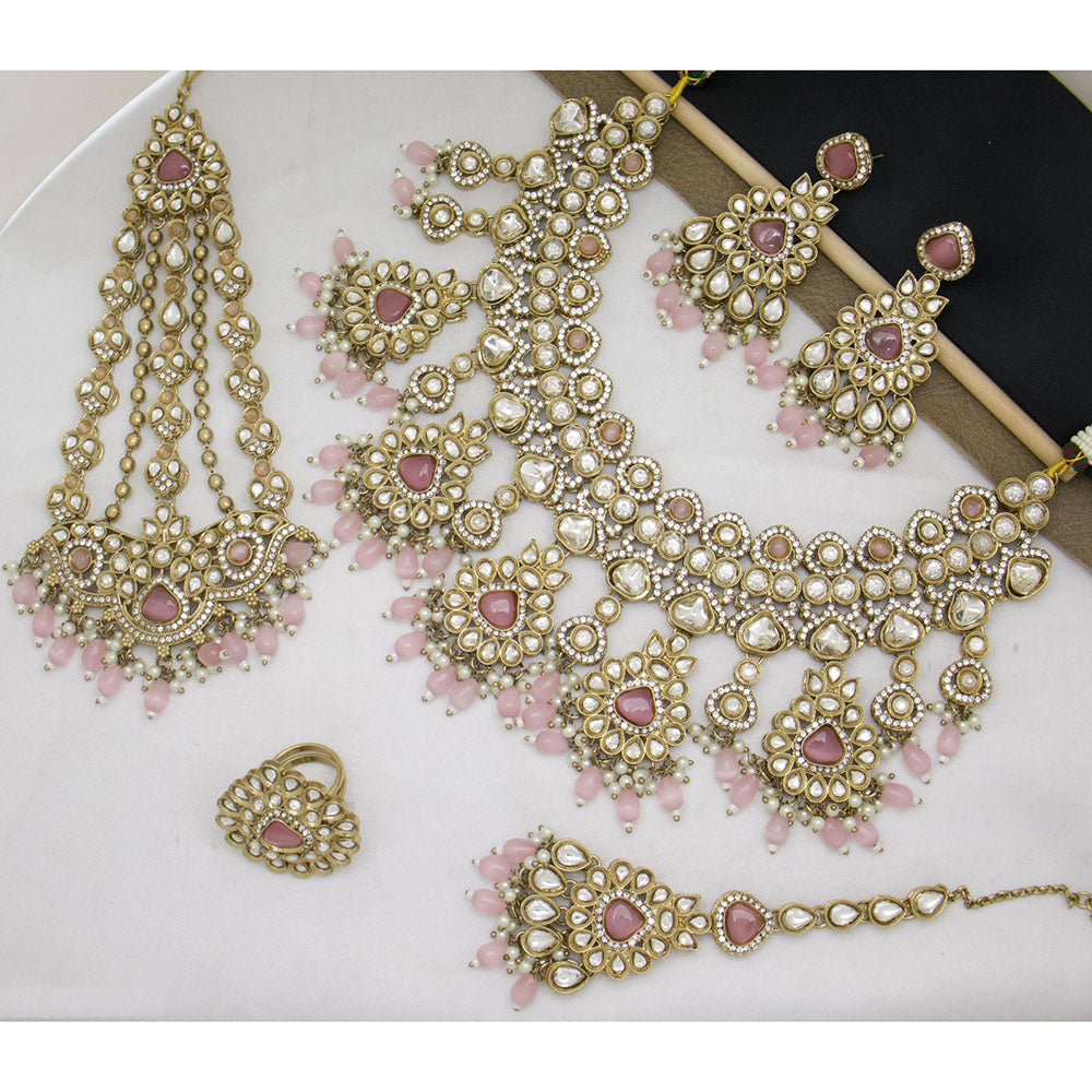 India Art Heritage Glow Pota Stone Pearl And Beaded Necklace Set