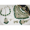 India Art Shahi Pota Stone Pearl And Beads Semi-Bridal Necklace Set