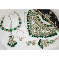 India Art Shahi Pota Stone Pearl And Beads Semi-Bridal Necklace Set