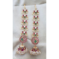 India Art Royal Pota Stone Pearl Jhumki Earrings
