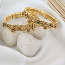 India Art Royal Pota Stone And Pearl Openable Bangles Set