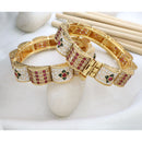 India Art Royal Pota Stone And Meenakari Openable Bangles Set