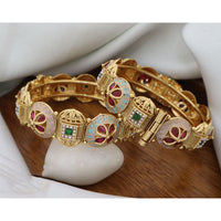 India Art Royal Pota Stone And Meenakari Openable Bangles Set