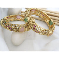 India Art Royal Pota Stone Openable Bangles Set