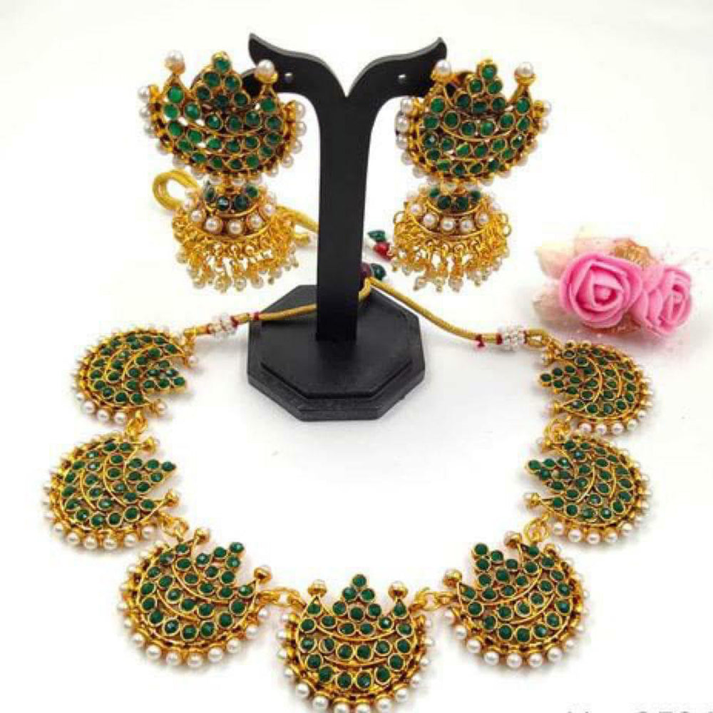 India Art Premium  Pota Stone And Pearl Necklace Set