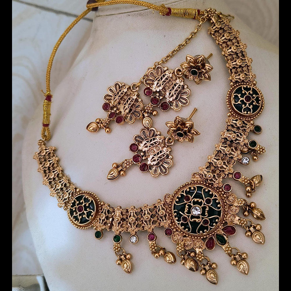 India Art Ethnic Pota Stone Pearl And Beads Necklace Set