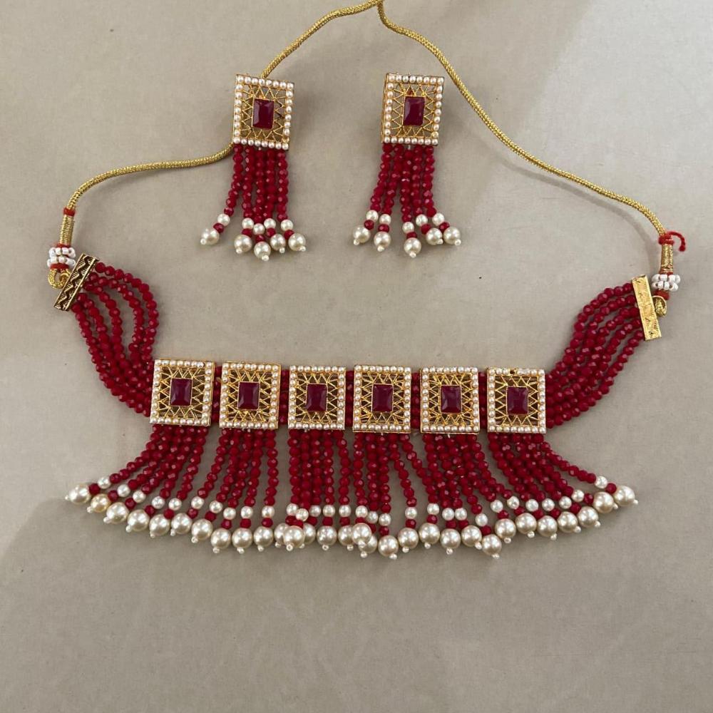 Sai Fashion Elegant Crystal Stone And Beads Choker Necklace Set