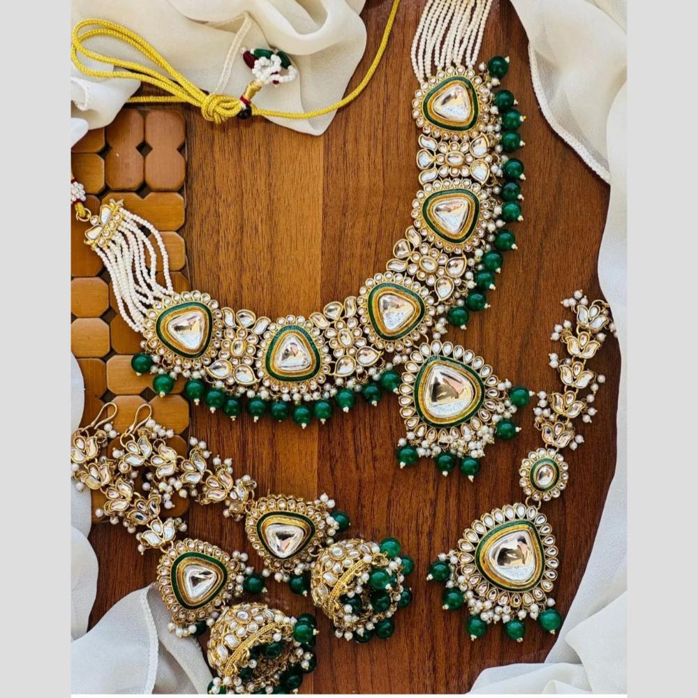 Sai Fashion Elegant Kundan Stone And Beads Choker Necklace Set