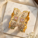 India Art Royal Pota Stone And Meenakari Openable Bangles Set