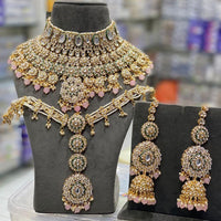 India Art Classic Kundan Stone And Pearl Meenakari Choker Necklace Set for Women
