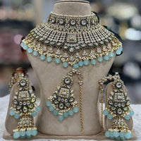 India Art Classic Kundan Stone And Pearl Meenakari Choker Necklace Set for Women