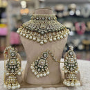 India Art Classic Kundan Stone And Pearl Meenakari Choker Necklace Set for Women