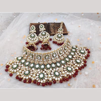 India Art Classic Kundan Stone And Pearl Meenakari Choker Necklace Set for Women