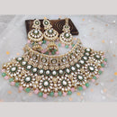 India Art Classic Kundan Stone And Pearl Meenakari Choker Necklace Set for Women