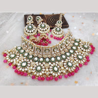 India Art Classic Kundan Stone And Pearl Meenakari Choker Necklace Set for Women