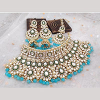 India Art Classic Kundan Stone And Pearl Meenakari Choker Necklace Set for Women