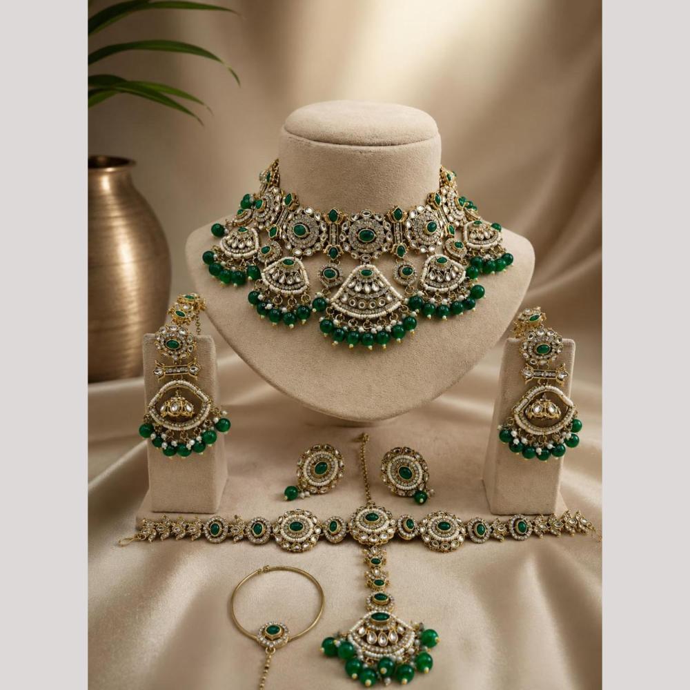 India Art Royal Kundan Stone And Pearl Semi Bridal Necklace set