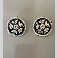 India Arts Meenakari Kundan Stone And Pearl Classic Stud Earrings (Pack of 3) (Pack of 3)