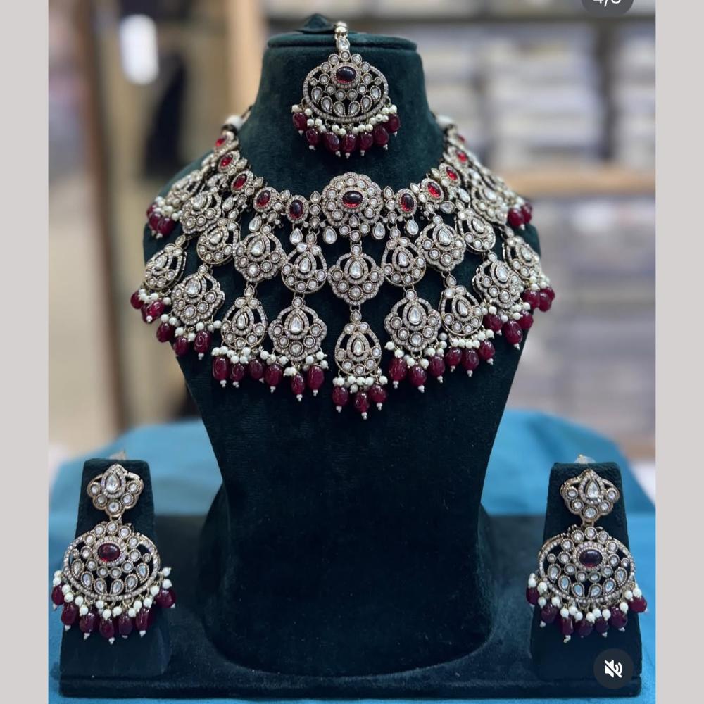 India Art Premium Pota Stone And Beads Traditional Necklace Set