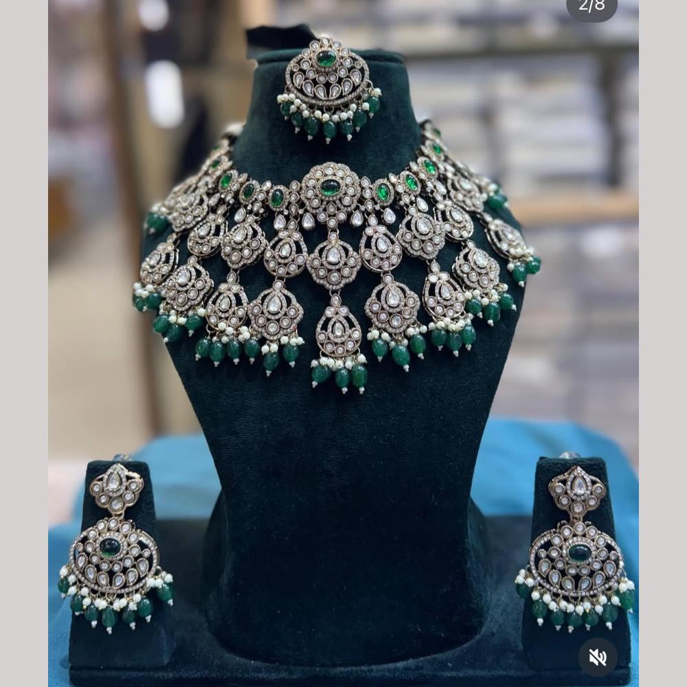 India Art Premium Pota Stone And Beads Traditional Necklace Set