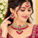 India Art Classic Kundan Stone And Meenakari Choker Necklace Set for Women