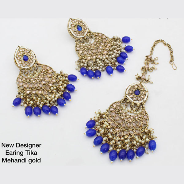 Pooja Bangles Gold Plated Crystal Stone Earrings With Mangtikka