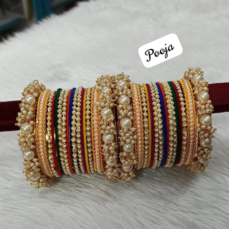 Pooja Bangles Gold Plated Velvet Bangles Set