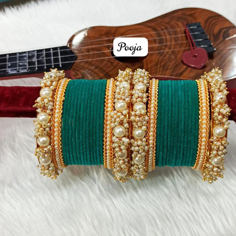 Pooja Bangles Gold Plated Velvet Bangles Set