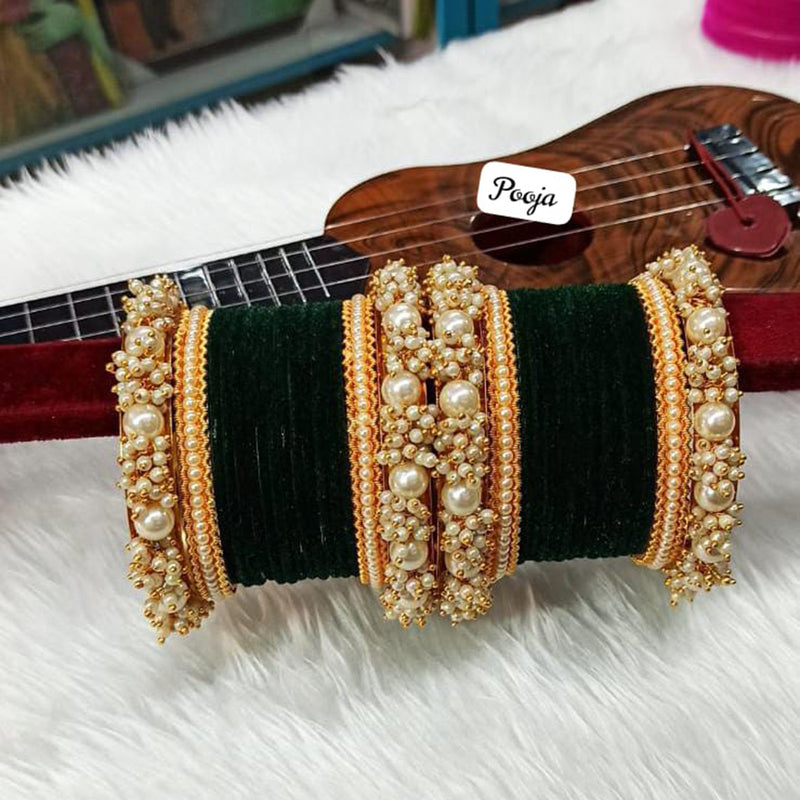 Pooja Bangles Gold Plated Velvet Bangles Set