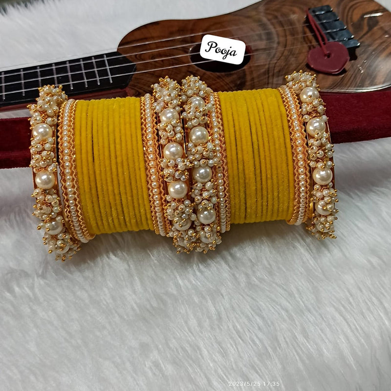 Pooja Bangles Gold Plated Velvet Bangles Set