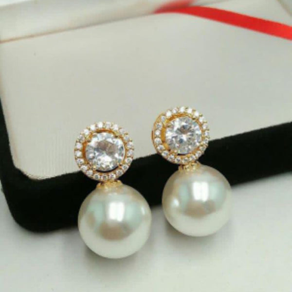 Pooja Bangles Gold Plated Pearl Stud Earrings