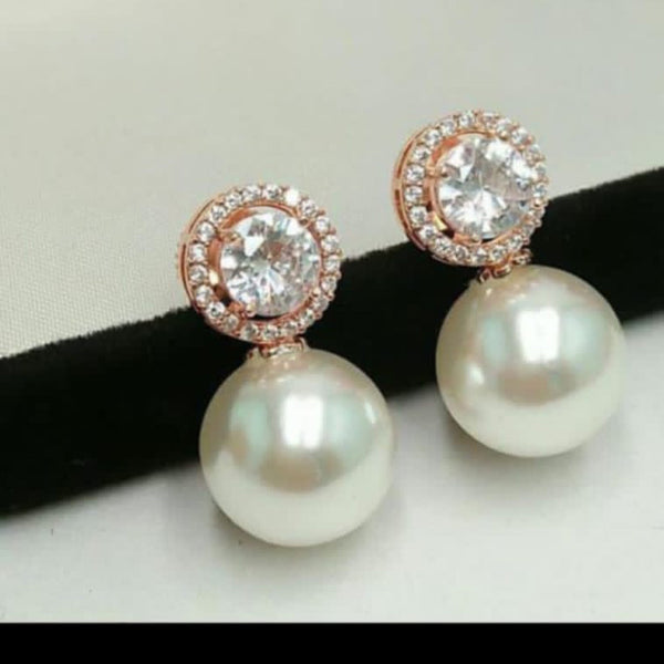 Pooja Bangles Rose Gold Plated Pearl Stud Earrings