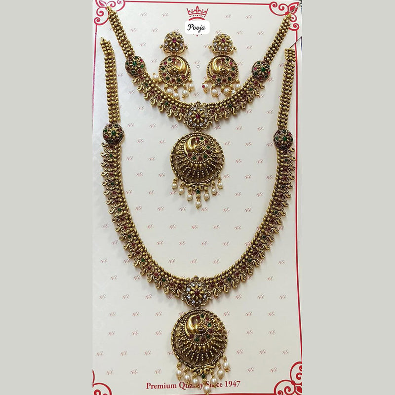 Pooja Bangles Gold Plated Double Necklace Set