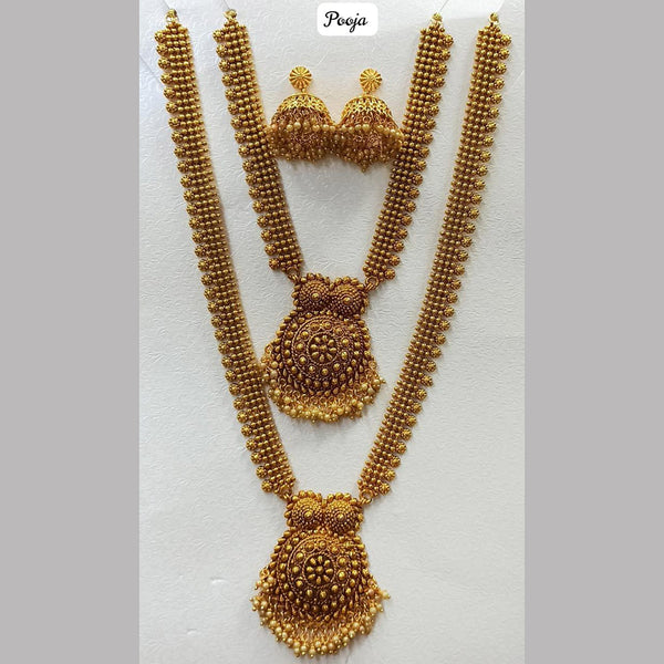 Pooja Bangles Gold Plated Double Necklace Set