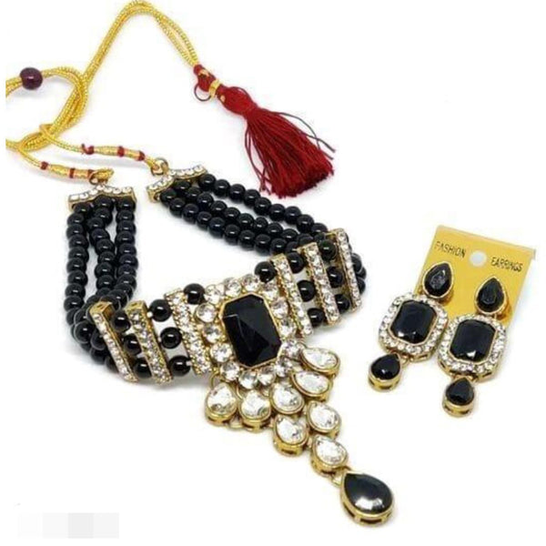 Pooja Bangles Gold Plated Crystal Stone Necklace Set