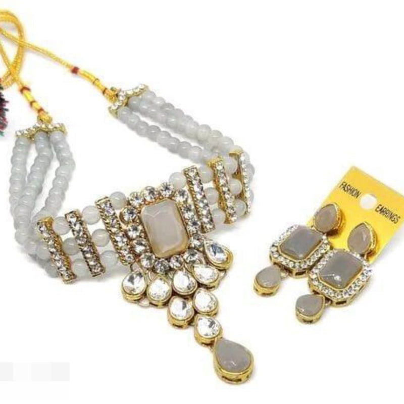 Pooja Bangles Gold Plated Crystal Stone Necklace Set