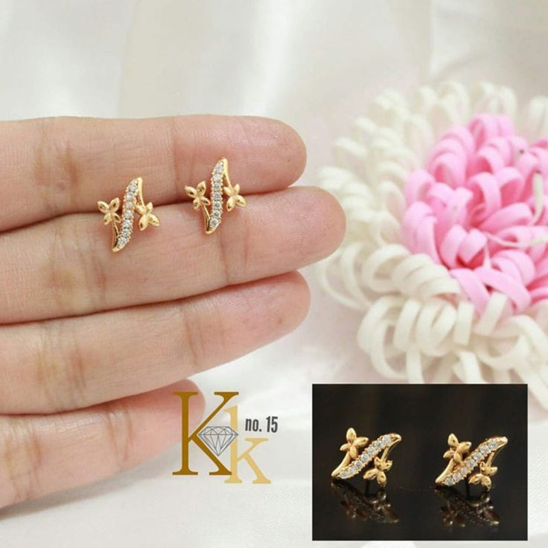 Buy Kids Gold Earring 1 Gram Gold Black Crystal with Ad Stone Small Earrings  for Baby Girls