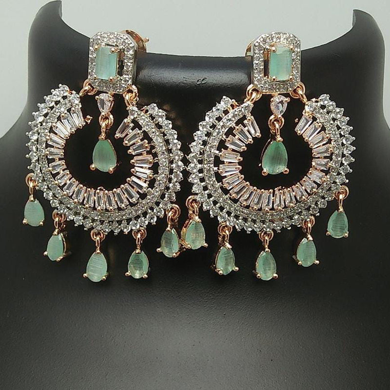 Pooja Bangles 2 Tone Plated Crystal Stone Dangler Earrings