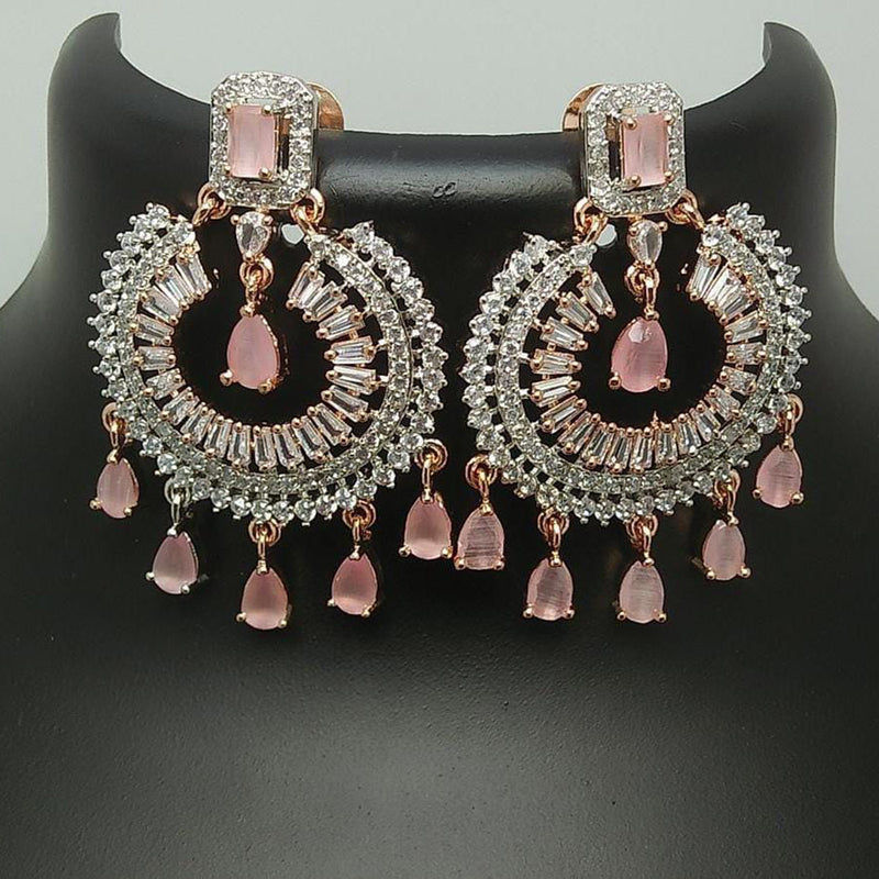 Pooja Bangles 2 Tone Plated Crystal Stone Dangler Earrings