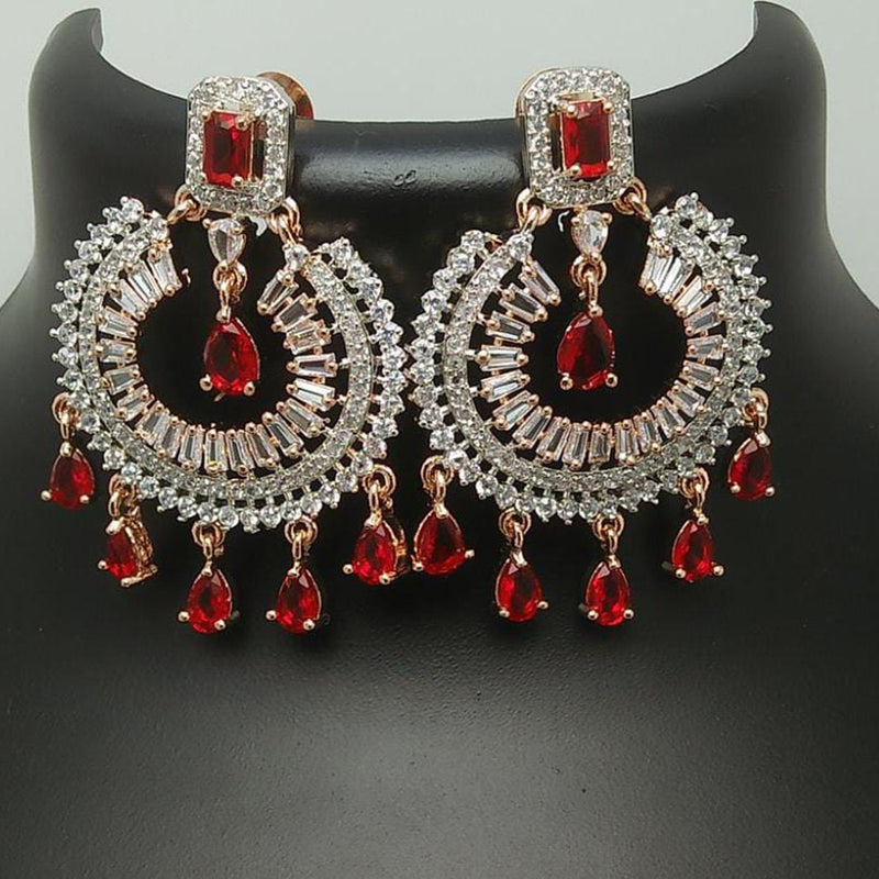 Pooja Bangles 2 Tone Plated Crystal Stone Dangler Earrings