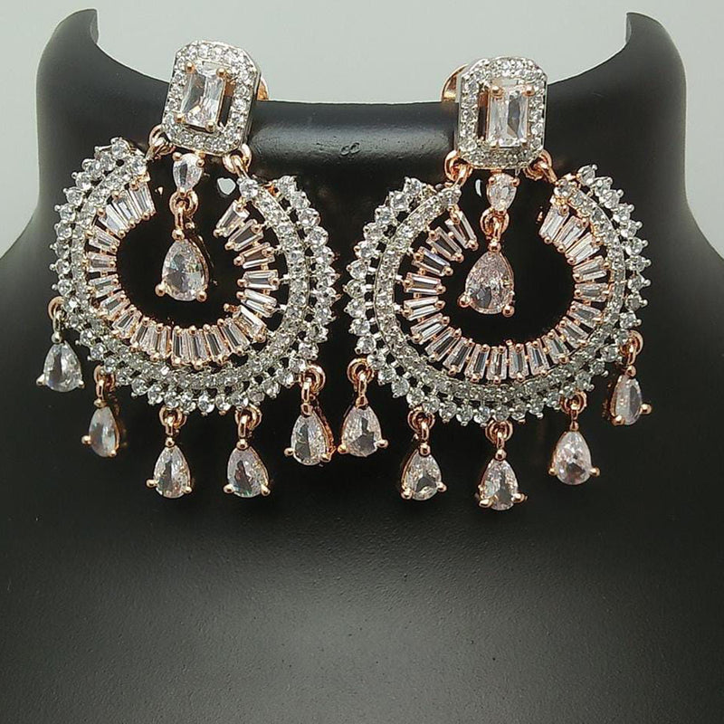 Pooja Bangles 2 Tone Plated Crystal Stone Dangler Earrings