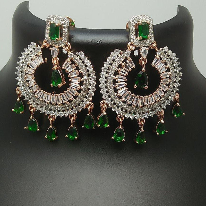 Pooja Bangles 2 Tone Plated Crystal Stone Dangler Earrings